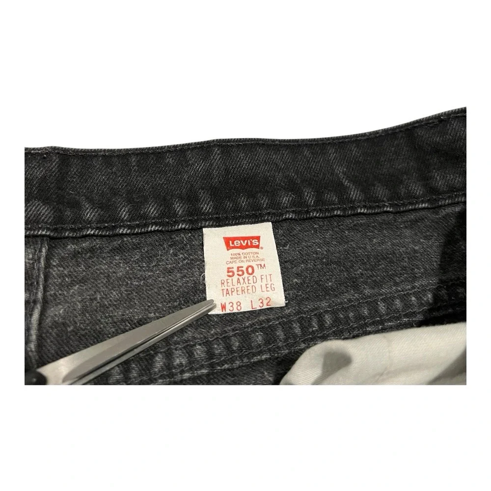 Vintage Levi's 550 Jeans Men's W38 L32‎ Black Grunge Orange Tab Made In USA